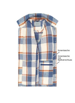 Pierre Cardin, Overshirt, Mikrofaser, Blau-ecru Kariert -Herrenausstatter Verkaufe 450341 norm3