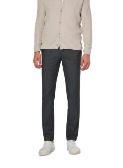 GARDEUR, Chino Tonic, Modern Fit, Mikrofaser, Dunkelgrau Meliert