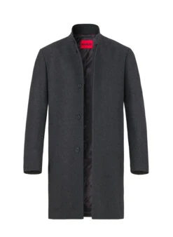 HUGO, Mantel Mintrax, Wolle, Grau-schwarz
