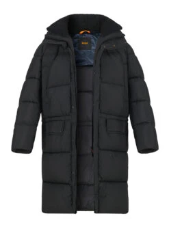 BOSS Orange, Steppmantel Omont, Mikrofaser Wasserresistent, Schwarz
