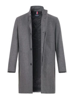 HECHTER PARIS, Mantel, Wolle, Dunkelgrau Meliert