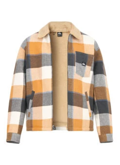 Quiksilver, Jacke, Flanell-Teddyfell, Braun-grau Kariert