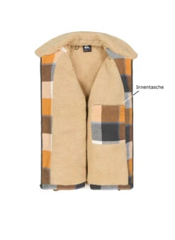Quiksilver, Jacke, Flanell-Teddyfell, Braun-grau Kariert -Herrenausstatter Verkaufe 451477 norm3