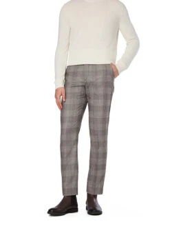 HACKETT, Hose, Schurwolle-Kaschmir, Braun-beige Kariert