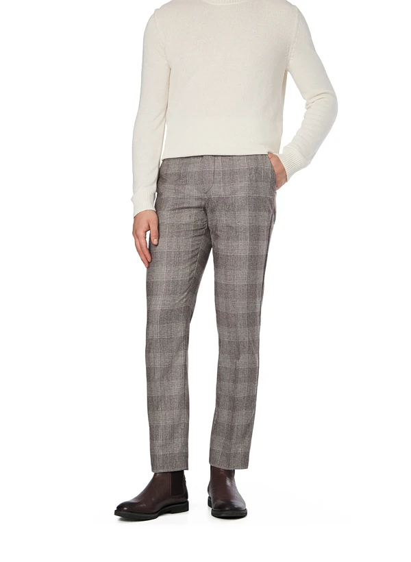 HACKETT, Hose, Schurwolle-Kaschmir, braun-beige kariert HACKETT, Hose, Schurwolle-Kaschmir, Braun-beige Kariert -Herrenausstatter Verkaufe 451684 norm