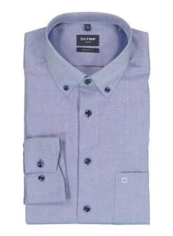 OLYMP, Hemd, Modern Fit, Baumwolle, Rauchblau