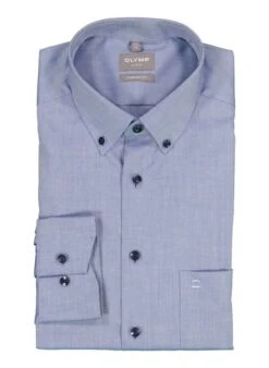 OLYMP, Hemd, Comfort Fit, Baumwolle, Rauchblau