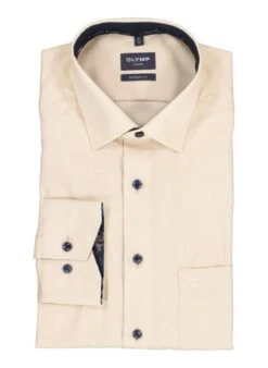 OLYMP, Hemd, Modern Fit, Baumwolle, Natur