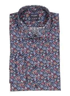 OLYMP, Hemd, Modern Fit, Baumwolle, Extra Langer Arm, Marine Floral