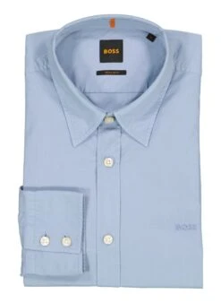 BOSS Orange, Hemd Relegant, Regular Fit, Baumwolle, Pastellblau