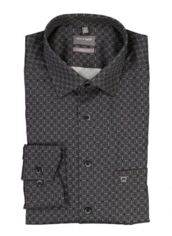 OLYMP, Hemd, Comfort Fit, Baumwolle, Silbergrau Gemustert