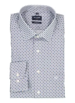 OLYMP, Hemd, Modern Fit, Baumwolle, Extra Langer Arm, Marine Gemustert