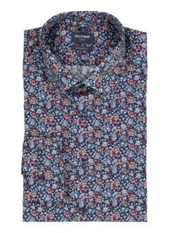 OLYMP, Hemd, Modern Fit, Baumwolle, Marine Floral
