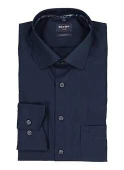 OLYMP, Hemd, Modern Fit, Baumwolle, Tintenblau