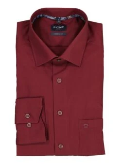 OLYMP, Hemd, Modern Fit, Baumwolle, Bordeaux
