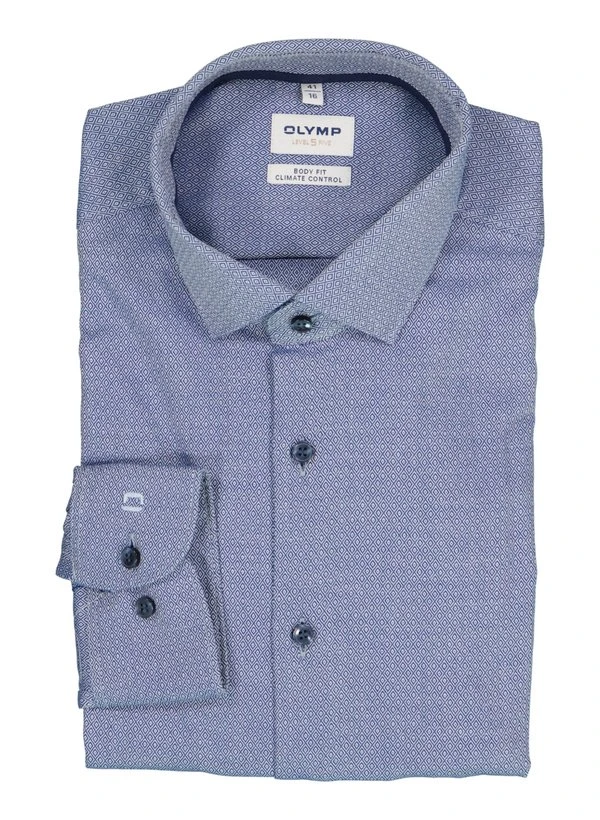 OLYMP, Hemd, Body Fit, Baumwoll-Stretch Climate Control, marine gemustert OLYMP, Hemd, Body Fit, Baumwoll-Stretch Climate Control, Marine Gemustert -Herrenausstatter Verkaufe 451831 norm