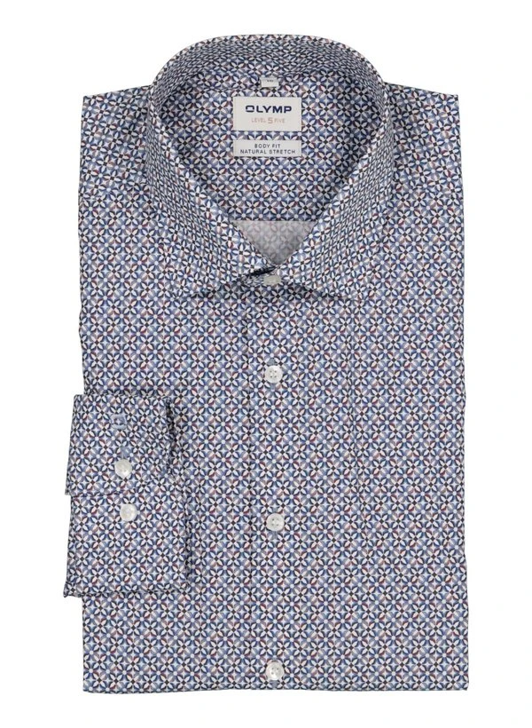 OLYMP, Hemd, Body Fit, Baumwolle, Extra langer Arm, weiß-blau gemustert OLYMP, Hemd, Body Fit, Baumwolle, Extra Langer Arm, Weiß-blau Gemustert -Herrenausstatter Verkaufe 451832 norm