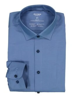 OLYMP, Hemd, Body Fit, Jersey Schnelltrocknend, Blau