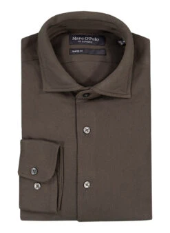 Marc O'Polo, Hemd, Shaped Fit, Bio Baumwoll-Piqué, Copley Brown