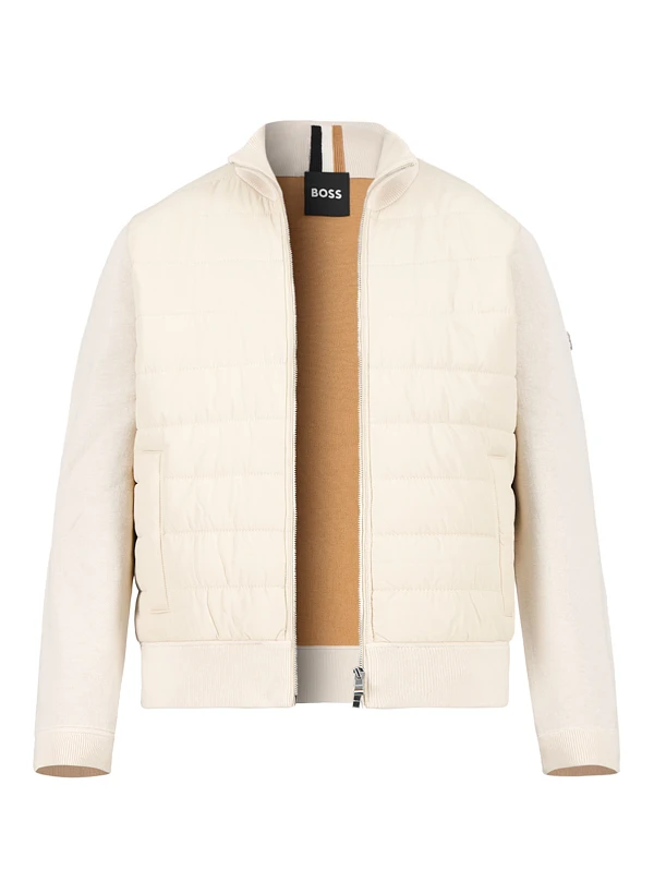 BOSS Black, Strickblouson Hernesto, Baumwolle-Wolle wattiert, ecru BOSS Black, Strickblouson Hernesto, Baumwolle-Wolle Wattiert, Ecru -Herrenausstatter Verkaufe 452062 norm