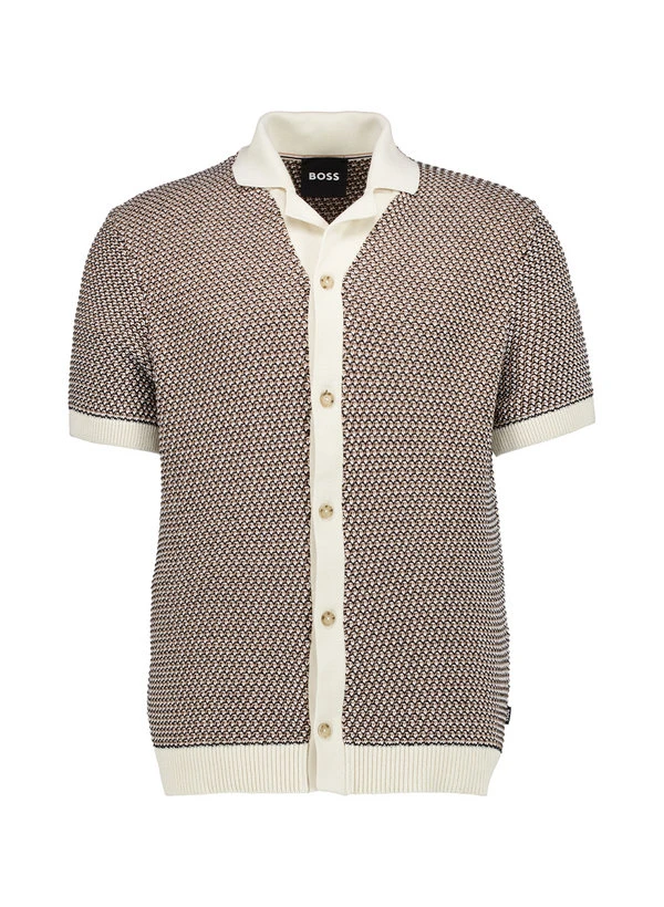 BOSS Black, Kurzarmhemd Iconico, Strick, ecru gemustert BOSS Black, Kurzarmhemd Iconico, Strick, Ecru Gemustert -Herrenausstatter Verkaufe 452064 norm