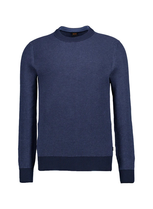 BOSS Orange, Pullover Klapok, Baumwolle-Kapok, dunkelblau meliert BOSS Orange, Pullover Klapok, Baumwolle-Kapok, Dunkelblau Meliert -Herrenausstatter Verkaufe 452089 norm