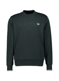 Fred Perry, Sweatshirt, Baumwolle, Olivgrün