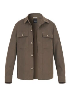 BOSS Black, Overshirt, Relaxed Fit, Baumwoll-Stretch, Braun