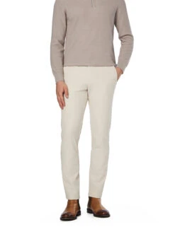 BOSS Green, Hose Commuter, Slim Fit, Jersey Wasserabweisend, Ecru