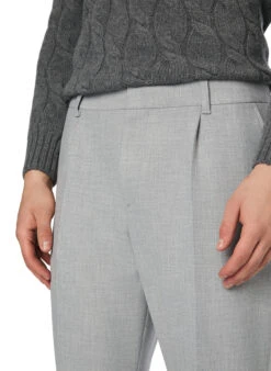 BOSS Black, Bundfaltenhose Perin, Mikrofaser, Hellgrau Meliert -Herrenausstatter Verkaufe 452556 norm3