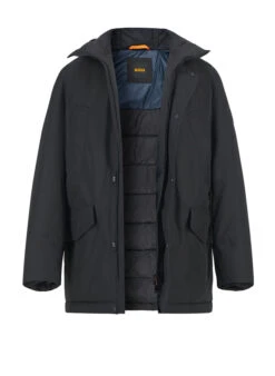 BOSS Orange, Parka Osiass, Mikrofaser Wasserabweisend, Schwarz
